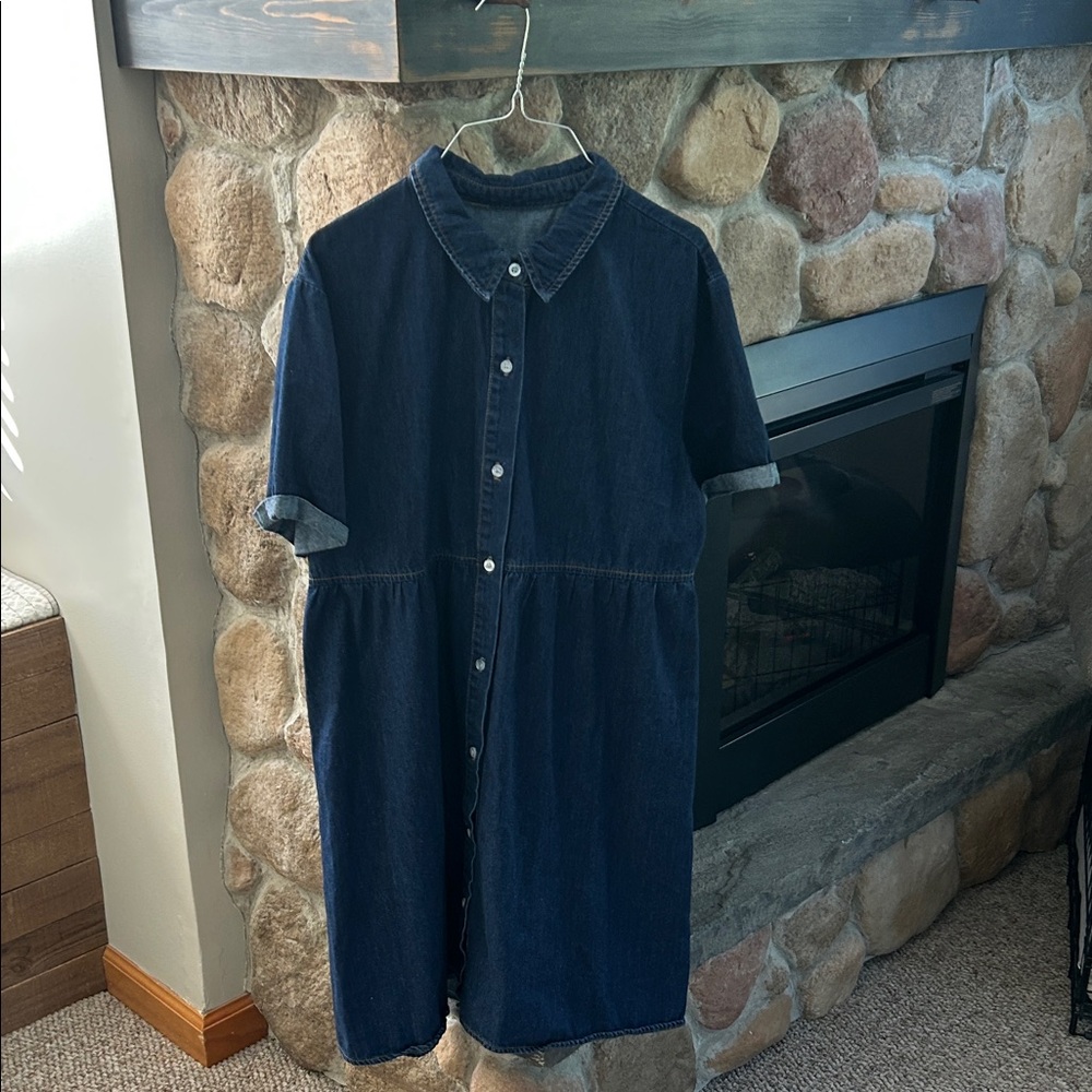 Dark Blue Denim Shirt Dress